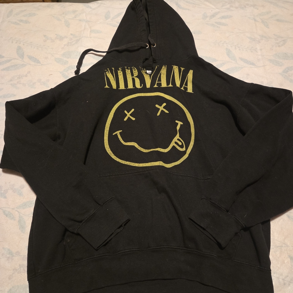 NIRVANA Black and Yellow Graphic Hoodie
